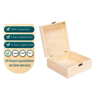 Factory Custom Wood Crafts, Wooden Boxes, & Wall Signs Rectangle Unfinished Wooden Storage Box with Cover