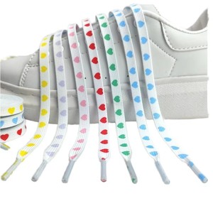 Olian Vente en gros Personnalisé Qualité supérieure Pêche Coeur Imprimé Noir Blanc AF Lacet Toile Sport Lacets Plats - Product Image 1