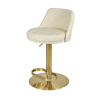 Tabouret de bar pivotant de luxe en gros, chaise de bar en velours à vérin hydraulique pour hôtel, bar et comptoir de café
