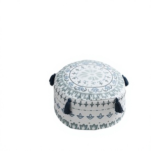 Nouvelle Arrivée Housse de Pouf Moderne Rétro Florale Imprimée avec Pompons Style Ferme, Coussin de Siège Pliable pour Hôtel et Chambre à Coucher - Product Image 2