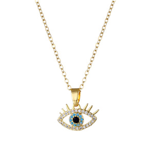 Colliers Ojos <span class=keywords><strong>Turcos</strong></span> en acier inoxydable 316L, collier yeux en Zircon cubique, cristal bleu, colliers yeux turcs - Product Image 5