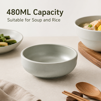 Bol à riz et soupe jetable en mélamine style coréen, gris mat spatial, incassable, écologique, pour restaurant coréen et usage domestique