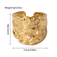 Edelstahl ring mit wasserdichter, nicht verblasener 18 Karat Vergoldung Trendy Irregular Hammered Wide Band für Hochzeiten Edelstein ringe