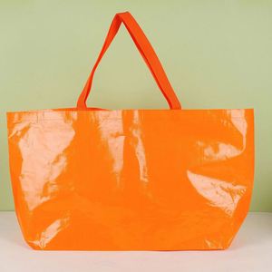 Custom Logo Woven <b>Plastic</b> Reusable Grocery <b>Tote</b> Bag Durable Shopping With Handles Foldable Storage Bags for Groceries - Product Image 2