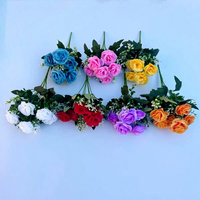 Mini Bouquet de Roses Artificielles Style Naturel Fleurs Artificielles Décoration Simple pour Centre de Table Maison Bureau Mariage
