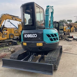 Mini-excavatrice Kobelco sk50, bras bleu turquoise, cabine noire, équipement de construction d'occasion - Product Image 1
