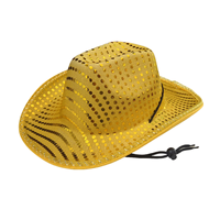 Cappello da Cowboy LED Luminoso in Paglia Satinata per Halloween, Natale, Festival, Cappelli da Festa Lampeggianti con Paillettes, Costume per Cosplay, Carnevale, Mardi Gras