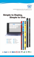 PDU intelligent à 42 voies triphasé avec compteur et commutation, 36 prises C13, 6 prises C19, contrôle de surveillance à distance IEC, réseau vertical 380V