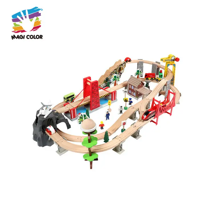 Customize railway city wooden train set wooden railway table toys for kids W04C219