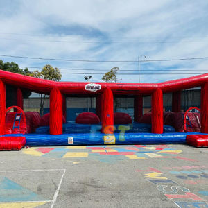 Jeux gonflables de défi d'équilibre de boule rouge de jeu d'obstacles gonflables de wipeout - Product Image 2