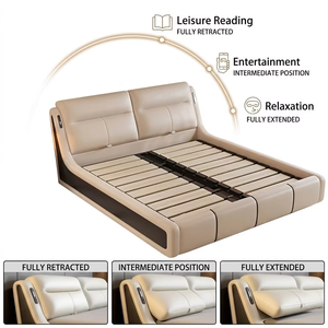 <span class=keywords><strong>Cama</strong></span> Moderna Inteligente Ajustable de Cuero con Luz Nocturna LED - Base de <span class=keywords><strong>Cama</strong></span> Queen Ergonómica Tapizada de 3 Niveles - Directo de Fábrica - Product Image 2