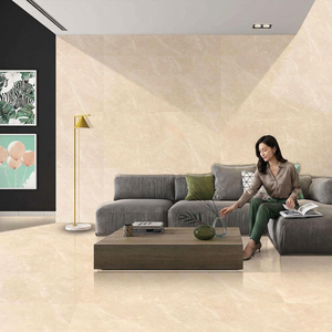 Azulejos de porcelana brillante Moon Cream de 800x1600 mm con diseño de mármol para proyectos de paredes y pisos de hoteles africanos - Product Image 6