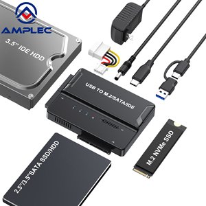 Adaptador <span class=keywords><strong>IDE</strong></span> <span class=keywords><strong>SATA</strong></span> M.2 NVMe <span class=keywords><strong>USB</strong></span> C 3.2 a 2.5/3.5 Pulgadas, Estación de Conexión para Disco Duro <span class=keywords><strong>IDE</strong></span> <span class=keywords><strong>SATA</strong></span> HDD SSD M.2 con Adaptador de Corriente - Product Image 1