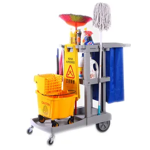 Wholesale Restaurant Service Multifunction Folding Hotel Housekeeping Trolley Cleaning Rubbermaid Janitorial Cart