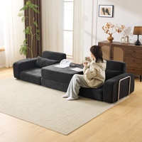 Modernes Hochdichtes Schaumstoff-Vakuum-Komprimiertes 3-Sitzer L-förmiges Schlafsofa Multifunktionales Apartment-Wohnzimmer Flanell Abnehmbar