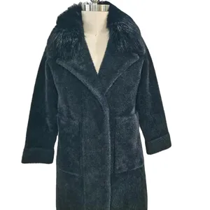 Роскошное Женское пальто на заказ, толстое средней длины, Женская куртка, пальто из кроличьего меха, лисьего меха, воротник, пальто из искусственного меха