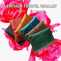 Portefeuille long multi-saisons en cuir pleine fleur de vache, style Crazy Horse, véritable, vintage, pour passeport et cartes de crédit