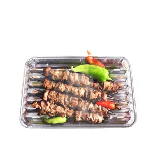 BBQ Microwave Grill Pan With Hole Disposable Food Roasting Tray Foil Container