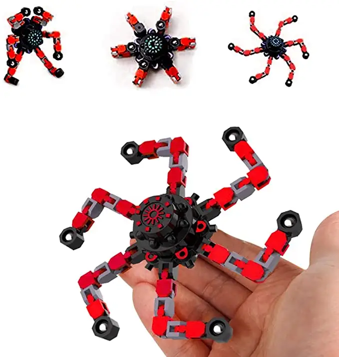 Giocattolo di filatura trasformabile della punta delle dita trottola deformabile fai-da-te giocattolo meccanico creativo del filatore della mano della catena del Robot per l'adulto