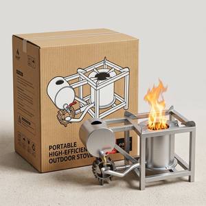 Poêle à gazéification <span class=keywords><strong>sans</strong></span> fumée avec support de réservoir de combustible, poêle à <span class=keywords><strong>bois</strong></span> à combustion secondaire haute efficacité pour la cuisson en extérieur - Product Image 4