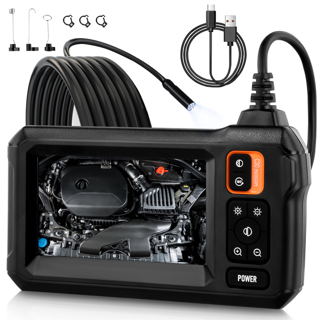 Industrial Endoscope 4.3 IPS HD 1080P Inspection Camera IP67 Waterproof Borescope for Automotive Plumbing Sewer Pipe Building