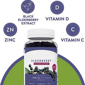 Suplementos herbales de refuerzo inmunológico Vegano para adultos Elderberry Sambucus Gummy Candy con Echinacea Zinc Probióticos Vitamina C - Product Image 3