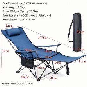 Chaise Lune Moderne Pliante Portable pour Extérieur, Camping, Plage, Jardin, Randonnée, Bureau, Pause Déjeuner, Pêche, en Tissu Oxford 600D et Fer - Product Image 2
