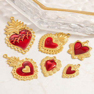 จี้กันน้ำแบบกำหนดเองได้ จำนวนมาก ชุบทอง 14k 18k สแตนเลสสตีล 316L รูปหัวใจสไตล์โกธิค สำหรับทำเครื่องประดับ - Product Image 1