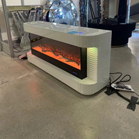 Grande Vente Meuble TV Cheminée Électrique LED Moderne pour Salon, Meuble TV Miroir avec Cheminée Électrique et Lumière LED