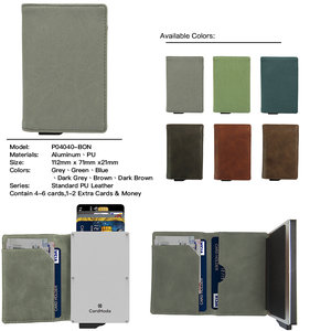 Unisex RFID Minimalist Business Credit Card Case Aluminum <b>Wallet</b> Open Closure Nylon Lining Mini Black Anti-theft Metal PU <b>Holder</b> - Product Image 4