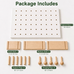 Painel de Madeira Perfurado para Pendurar na Parede, <span class=keywords><strong>Rack</strong></span> de Armazenamento <span class=keywords><strong>DIY</strong></span> para Quarto, Cozinha e Decoração de Lojas - Product Image 3