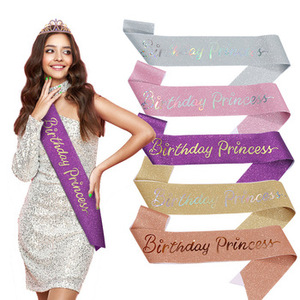 Rubans en plastique carrés pour fêtes d'anniversaire et Pâques, personnalisables avec logo, rose, blanc, pailletés, écharpes souples pour filles, sublimation, femmes, joyeux - Product Image 1