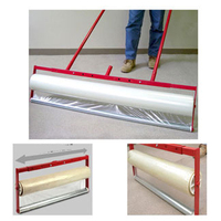 Rouleau de pose de film professionnel JH-Mech avec conception modulaire manuelle, en acier au carbone rouge, pour tapis et films protecteurs