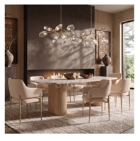 Ensemble de table à manger moderne pour l'intérieur avec 6 chaises en cuir, meubles pour la maison, la cuisine, le restaurant, l'appartement