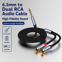 Câble audio 6,5 mm vers double RCA tressé, adaptateur stéréo avec connecteurs plaqués or pour amplificateur, haut-parleur, mixeur et audio domestique
