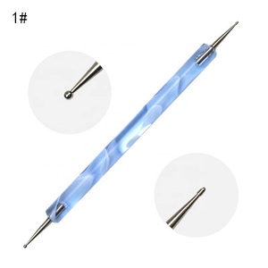 Qianya <span class=keywords><strong>2021</strong></span> pincel de punteado de doble extremo herramienta de Arte de <span class=keywords><strong>uñas</strong></span> de acero inoxidable con mango azul púrpura nuevo estilo herramientas de punteado de <span class=keywords><strong>uñas</strong></span> - Product Image 2