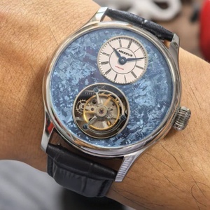Montre pour homme Merkur 100% Tourbillon, cadran en pierre naturelle, cristal saphir, bracelet en cuir, boîtier en acier inoxydable, résistant à l'eau jusqu'à 20 m - Product Image 6