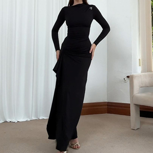 Fabricante de ropa Nueva moda de otoño Sexy Slim Fit Split Maxi vestidos blancos para mujer Ady elegante