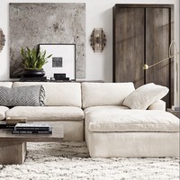 Canapé Modulable Haut de Gamme en Plumes, Grand Confort, Fauteuil de Salon en L pour le Séjour