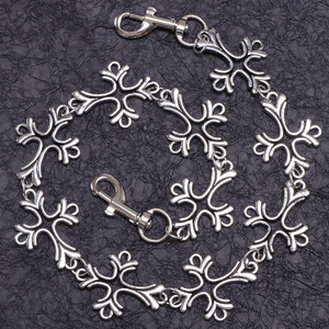 Cadena de cintura cruzada Yueli de aleación de zinc, estilo hip hop para hombre, cadena para jeans de uso diario, diseño de cruz grande de una sola capa. - Product Image 4