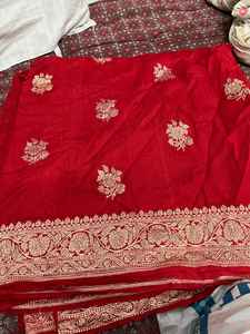 Sari Banarasi Tassur Kadhwan de Lujo Hecho a Mano, Tejido a Mano con Detalles Tradicionales Exquisitos, Tela Elegante con Protección Solar - Product Image 2