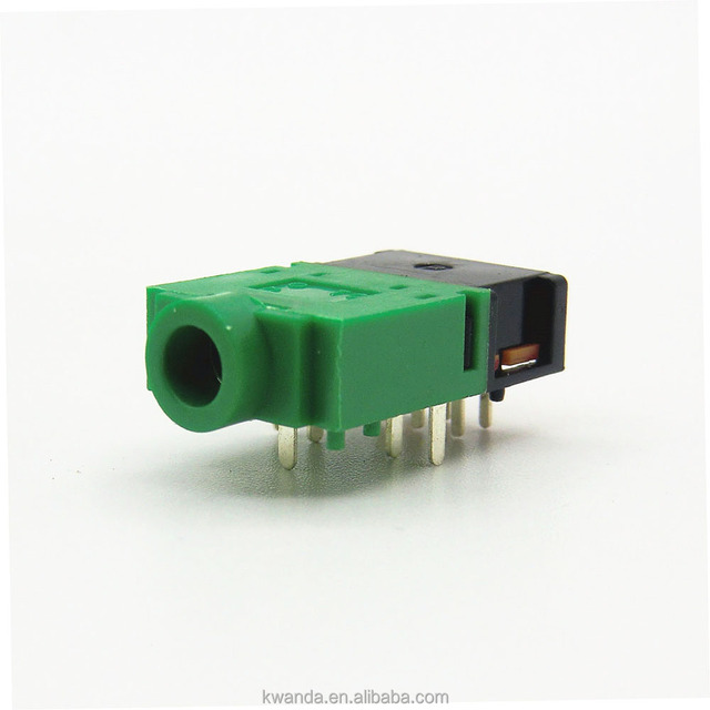 3.5mm 11 Pin Nylon Housing Stereo Audio Phone Female Jack Green & Black Surface Mounted PCB Audio Socket
