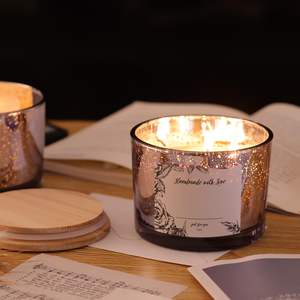 Frascos de velas de vidrio moteado púrpura de 16oz para hacer velas, recipientes para contener velas de cera DIY - Product Image 5