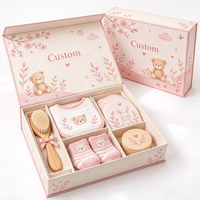 Boîte cadeau personnalisée pour nouveau-né, boîte en papier rigide à fermeture magnétique pliable rose pour emballage de souvenirs de baby shower