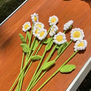 Venta caliente girasoles tejidos a mano hermosa flor de simulación flores artificiales para mamá