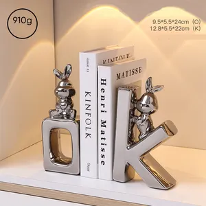 Hot Sale Home Decor Accessory Table Decorations Ceramic Crafts Rabbit Bookends For Living Room Decoration