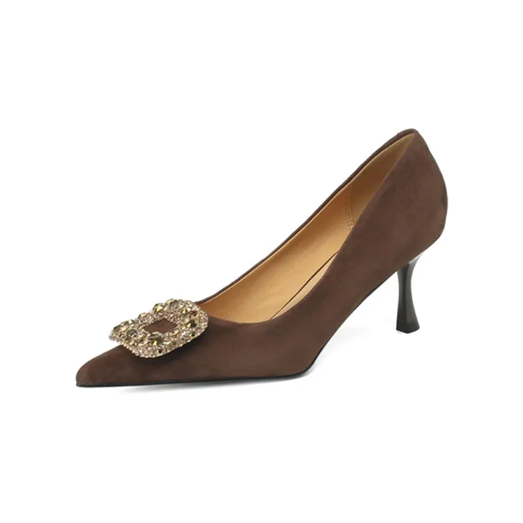 Cialisa elegant women pumps pointed toe high quality kid suede shoes for lady fashion rhinestone party dress high heel footwear