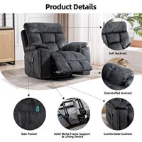 Fauteuil inclinable électrique avec massage et chaleur pour personnes âgées, fauteuils inclinables larges et rembourrés avec 2 porte-gobelets, poche latérale et port USB