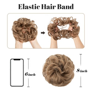 Anneau élastique bouclé pour perruque naturelle pour femme, effet volumineux, simulation de chignon, en fibre haute température, sac de rangement pour perruque - Product Image 5