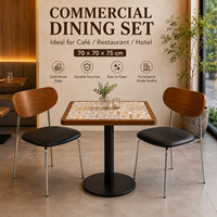 Ensemble de table à manger ronde avec plateau en carrelage, chaises à dossier en bois, base en métal, meubles modernes pour restaurant, café, hôtel